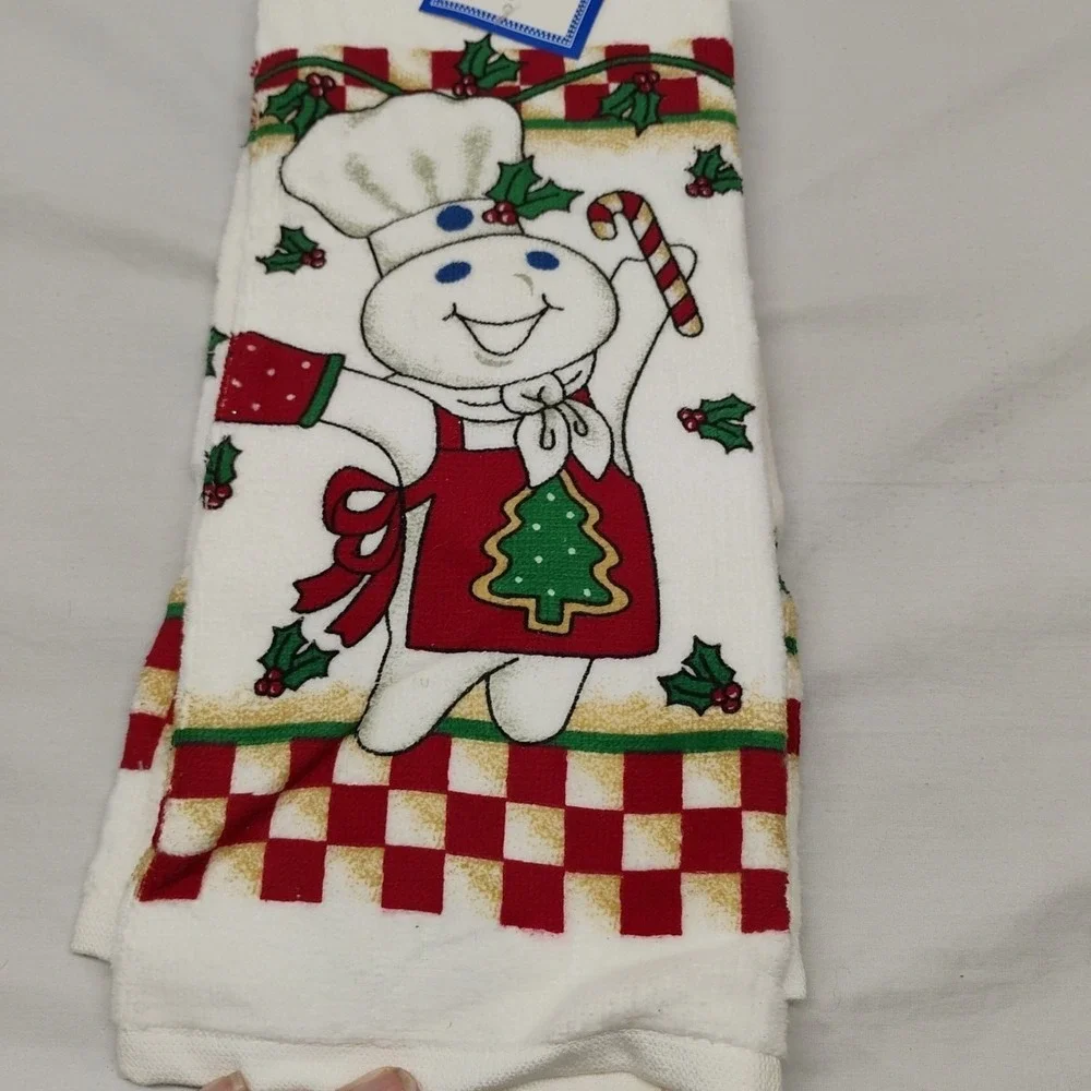 NWT Pillsbury Doughboy Warm‎ Greeting Christmas Oven Mitt & Hand Towel 1998